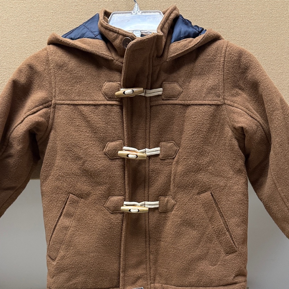 Next Brown Kids Pea Coat with Toggle Closures Size 5/6 - Picture 1 of 9